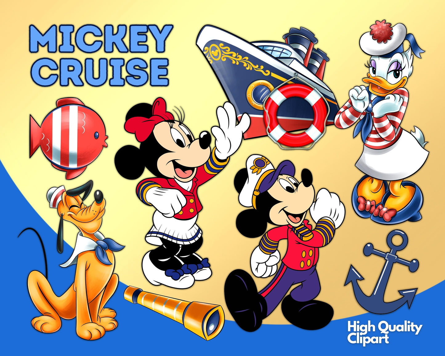 Mickey Cruise Clipart SVG, PNG bundle