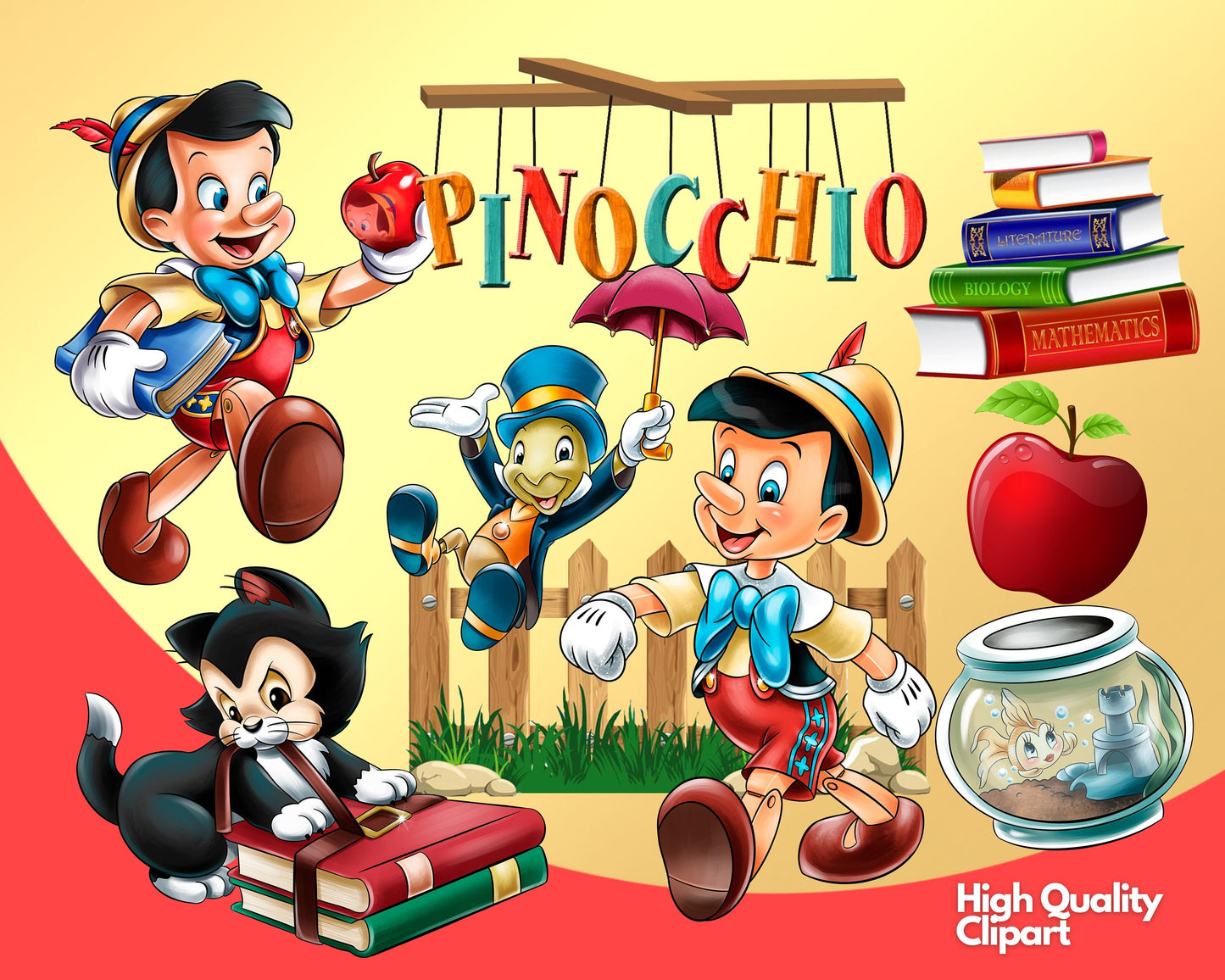 Pinocchio Clipart SVG, PNG bundle