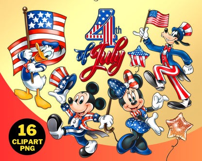 Mickey 4th-July Digital Papers PNG bundle