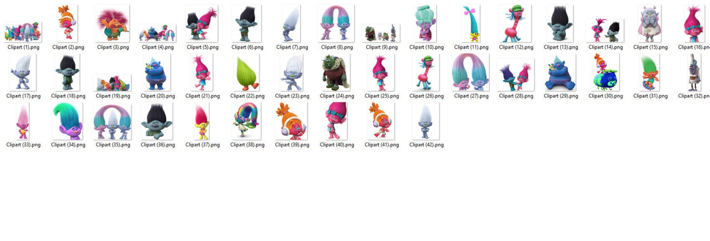 Trolls cartoon clipart PNG bundle