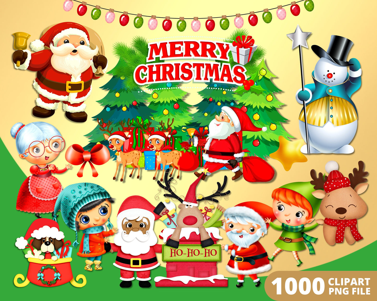 Merry Christmas Digital Papers PNG bundle