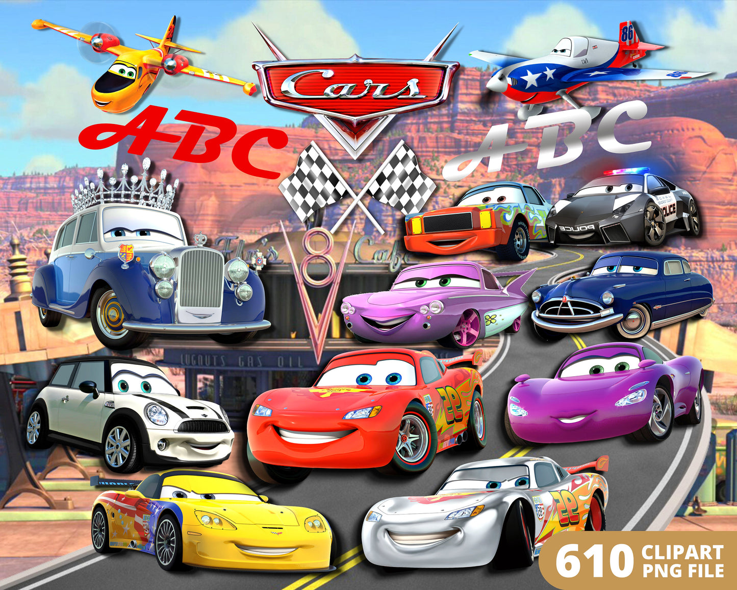 Cars Digital Papers PNG bundle