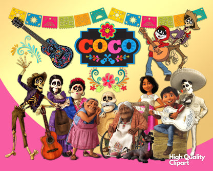 Coco disney Clipart PNG bundle