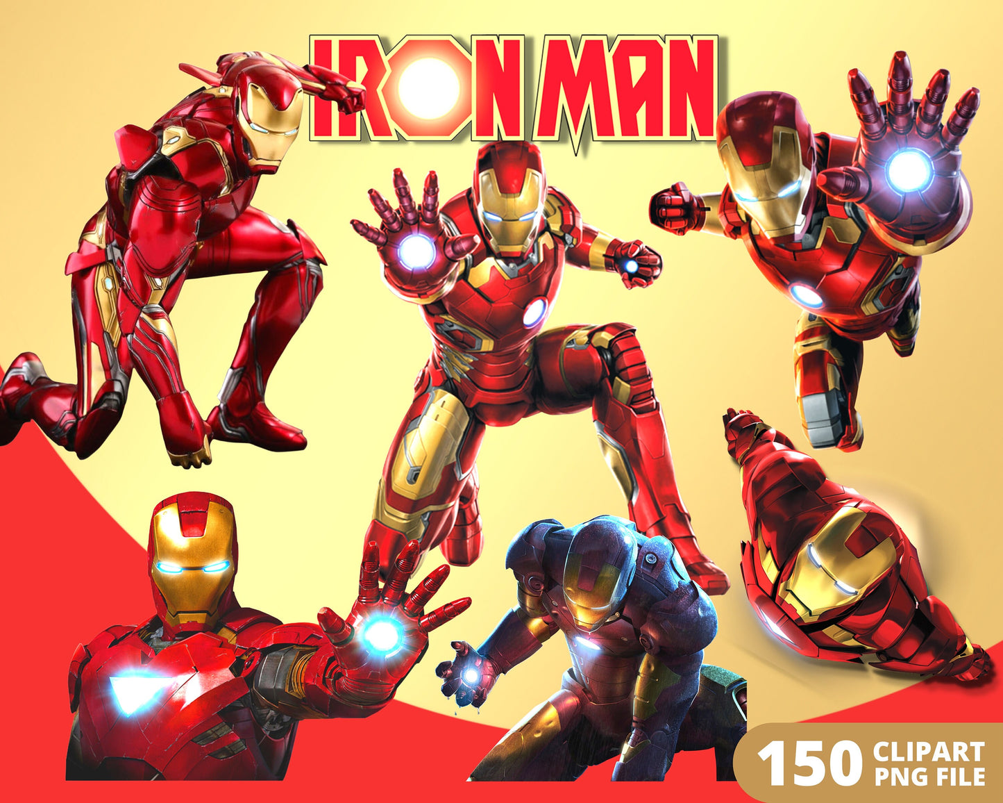 Ironman Digital Papers PNG bundle