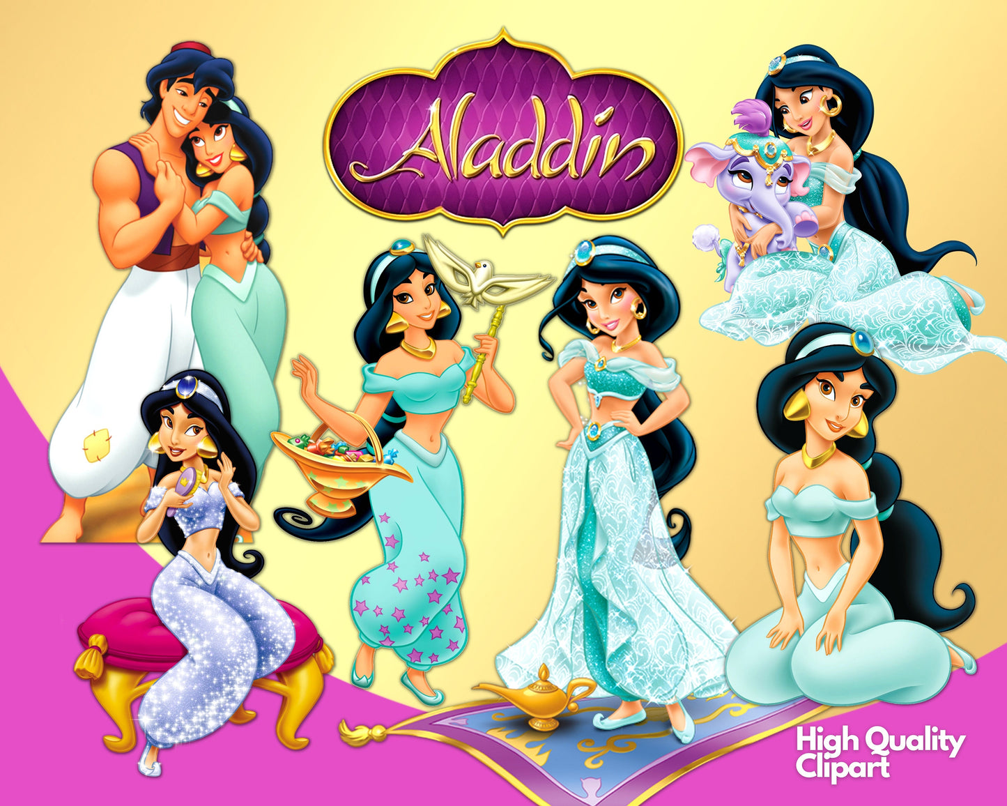 Aladdin Clipart bundle svg, Disney svg png bundle