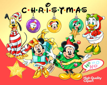 Mickey Friends Christmas Clipart PNG bundle