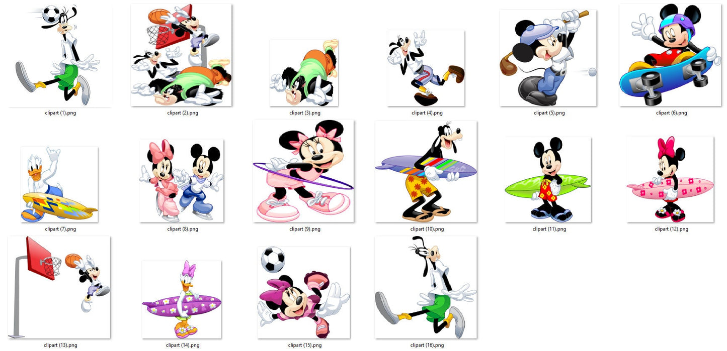 Sport Mickey clipart PNG bundle