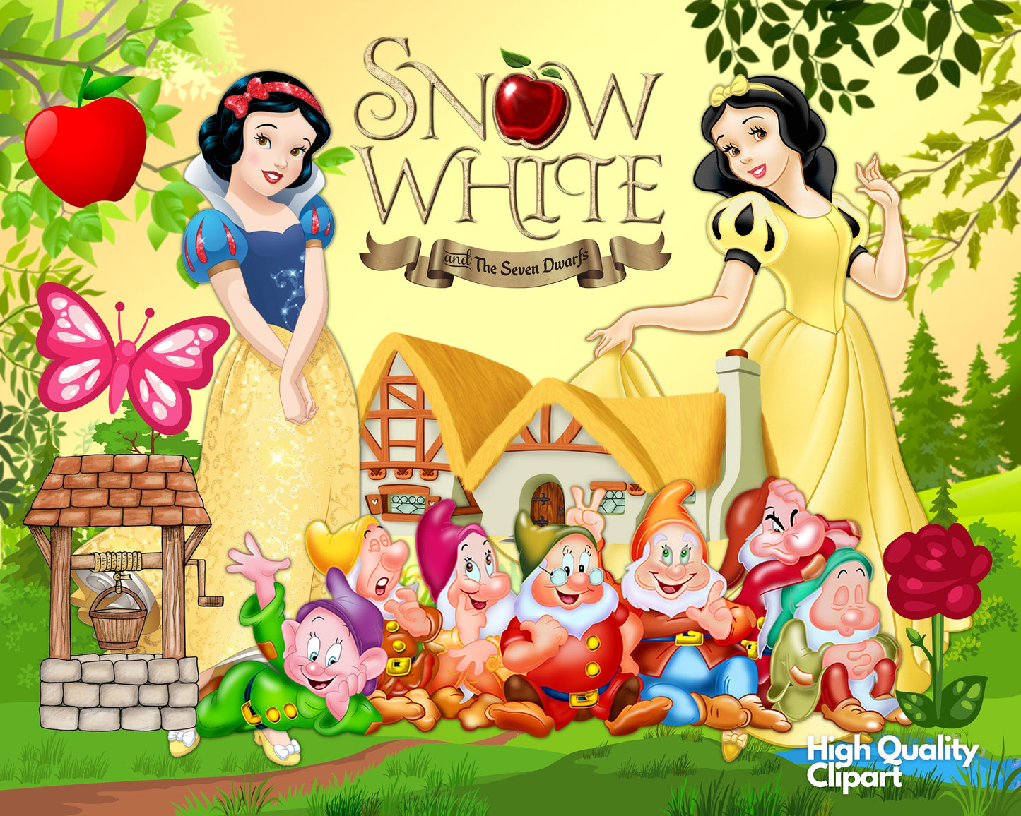 Snow White Clipart SVG, PNG bundle