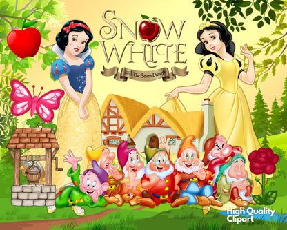 Snow White Clipart SVG, PNG bundle