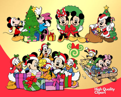 Mickey Christmas Clipart SVG, PNG bundle