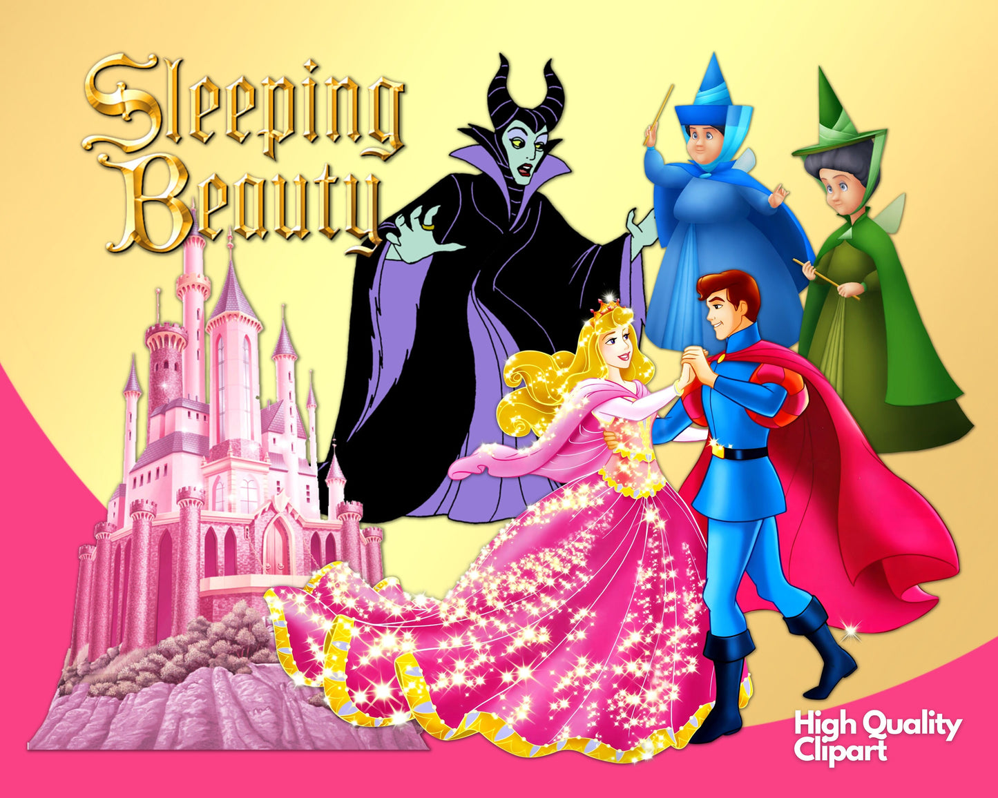 Sleeping Beauty Clipart PNG bundle