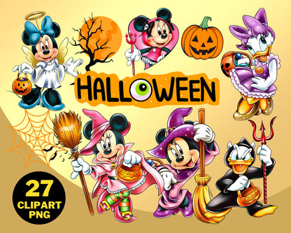 Mickey Halloween Digital Papers PNG bundle