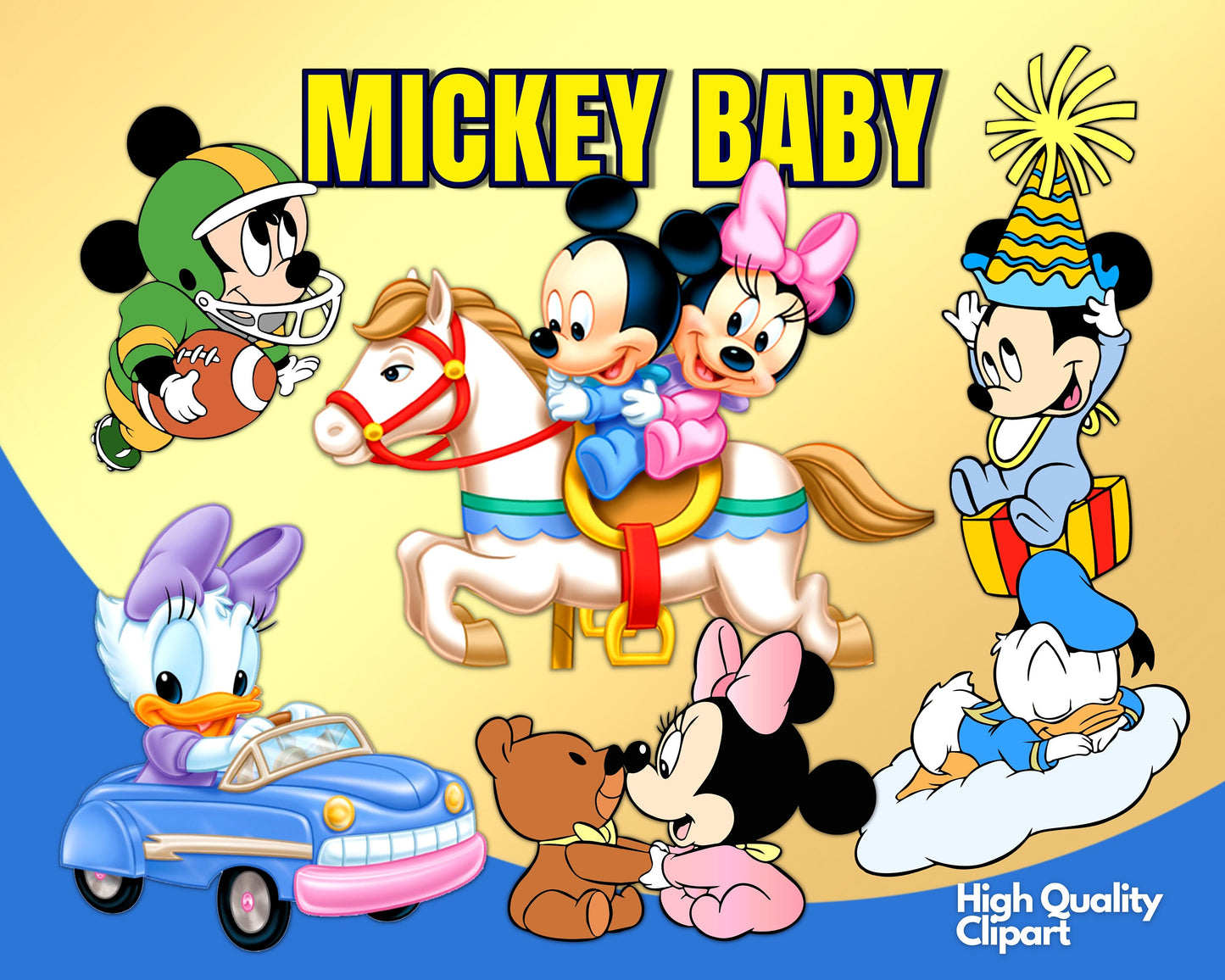 Mickey Baby Clipart PNG bundle