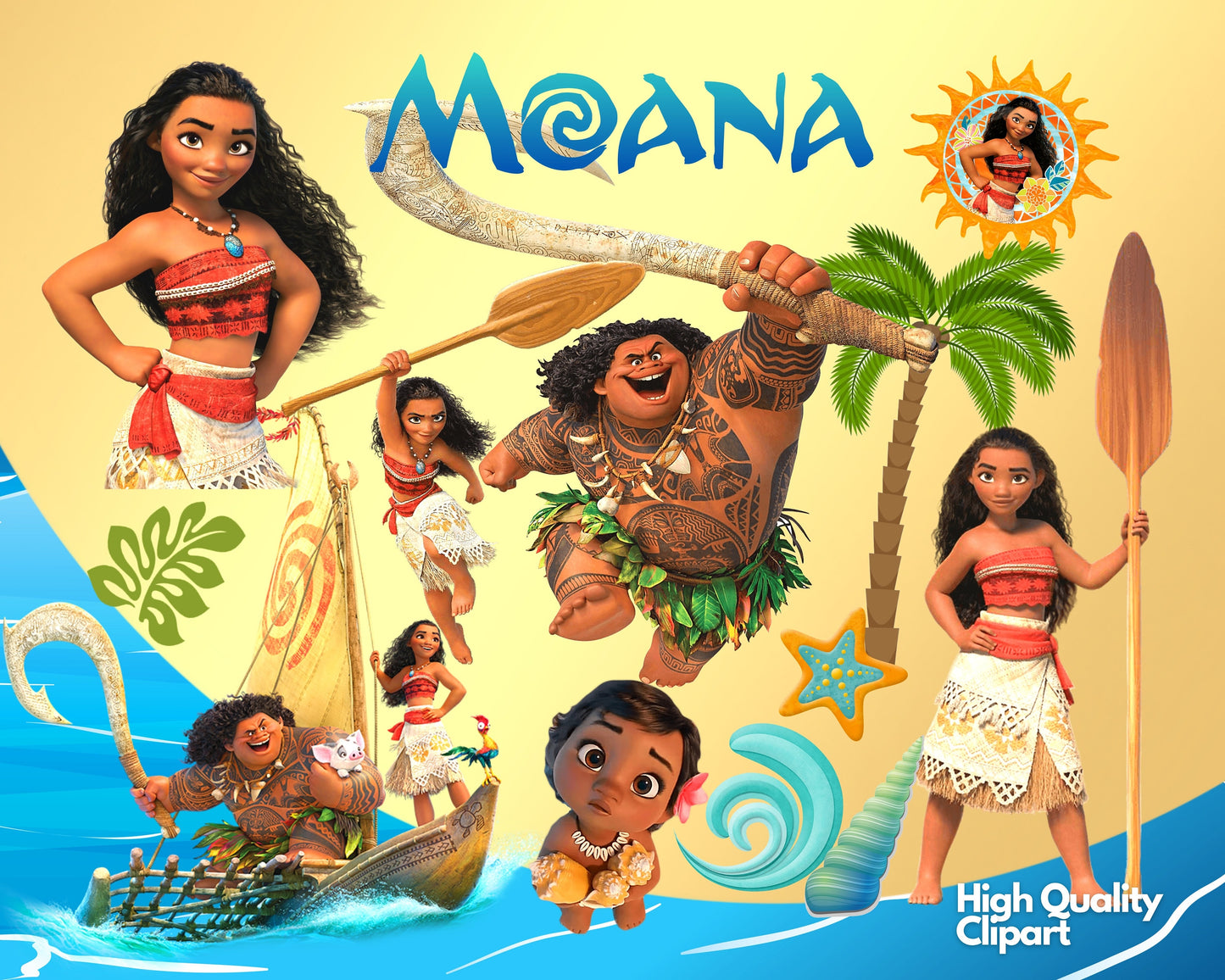 Disney Moana Clipart SVG, PNG bundle