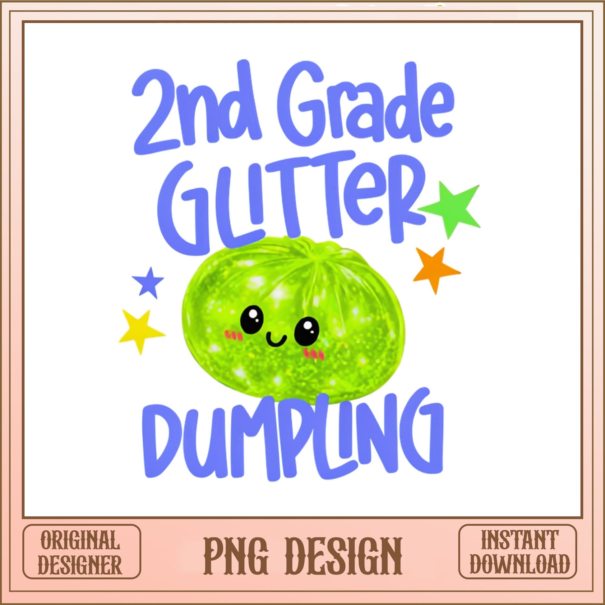 2nd Grade Glitter Dumpling PNG, Back To School PNG, Teacher PNG
