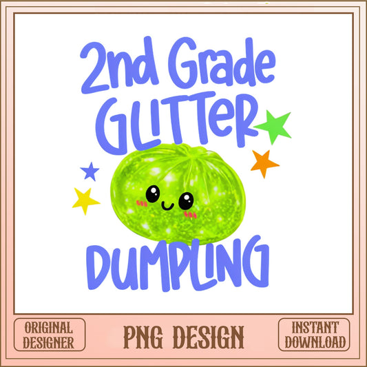 2nd Grade Glitter Dumpling PNG, Back To School PNG, Teacher PNG