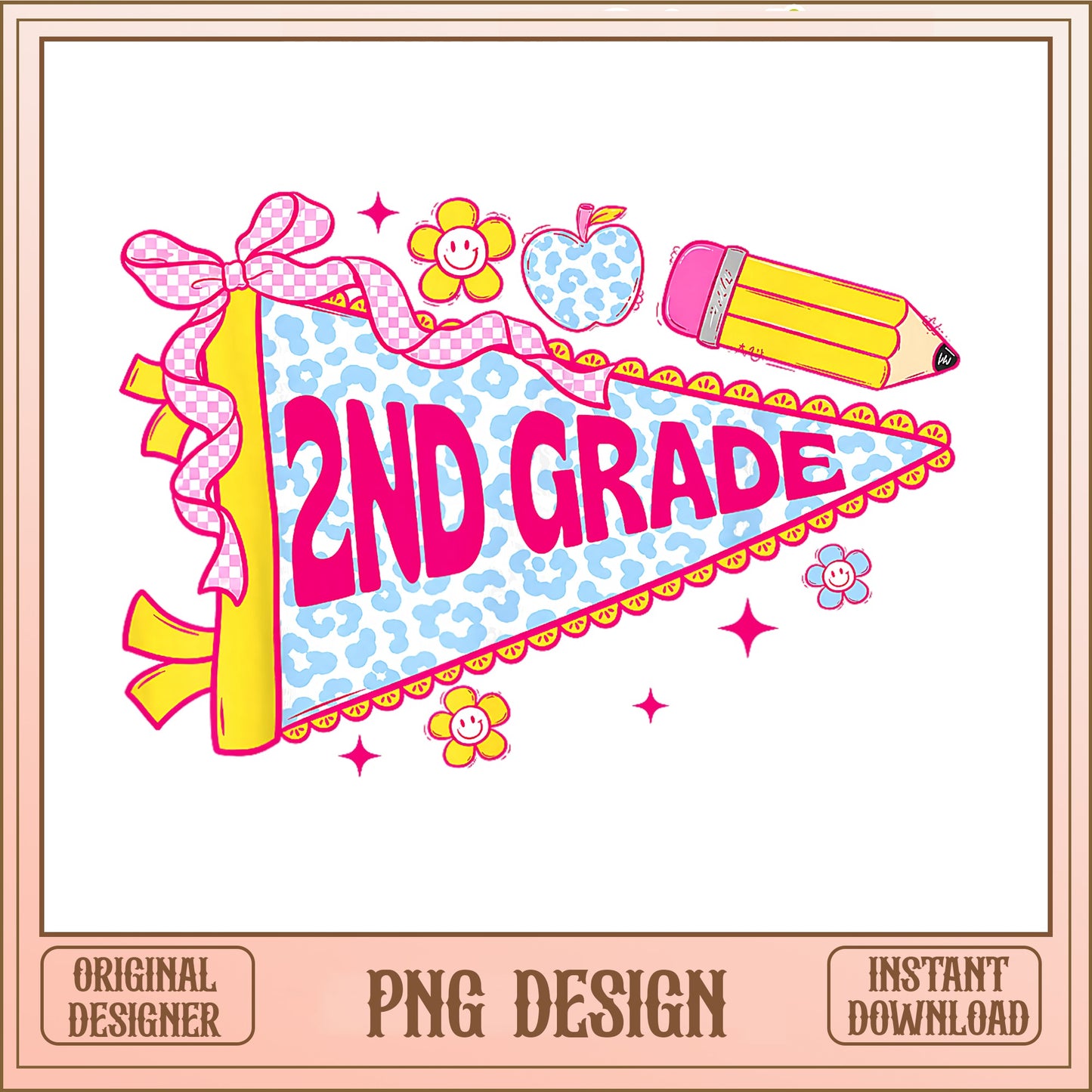 2nd Grade Pennant PNG, Back To School PNG, Teacher PNG