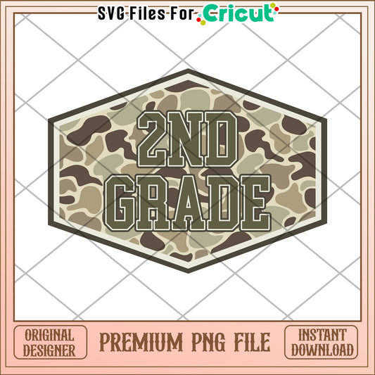 2nd grade camouflage png, cute design png, back to school time​ png