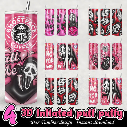 Scream face 3D Inflated Bundle, Scream face png tumbler bundle