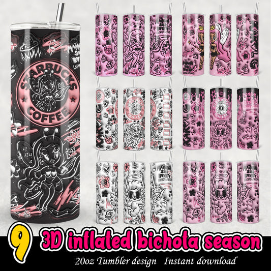 3D inflated Bichota season tumbler, Karol G 3D tumbler bundle