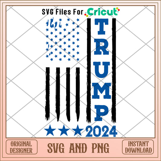 Trump 2024 america flag blue design SVG