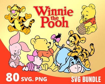 Winnie the Pooh Digital Papers PNG Bundle