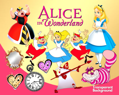 Alice in Wonderland Clipart PNG bundle