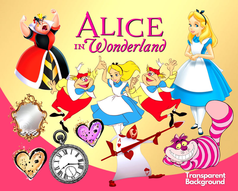 Alice in Wonderland Clipart PNG bundle – svg files for cricut