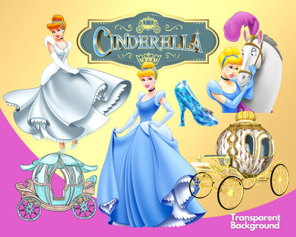 Cinderella disney Clipart PNG bundle