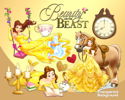 Beauty and Beast Clipart PNG, SVG bundle