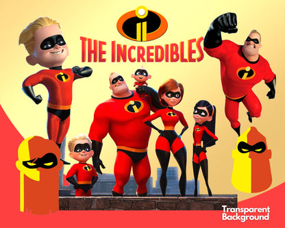Disney Incredibles Clipart PNG, SVG bundle