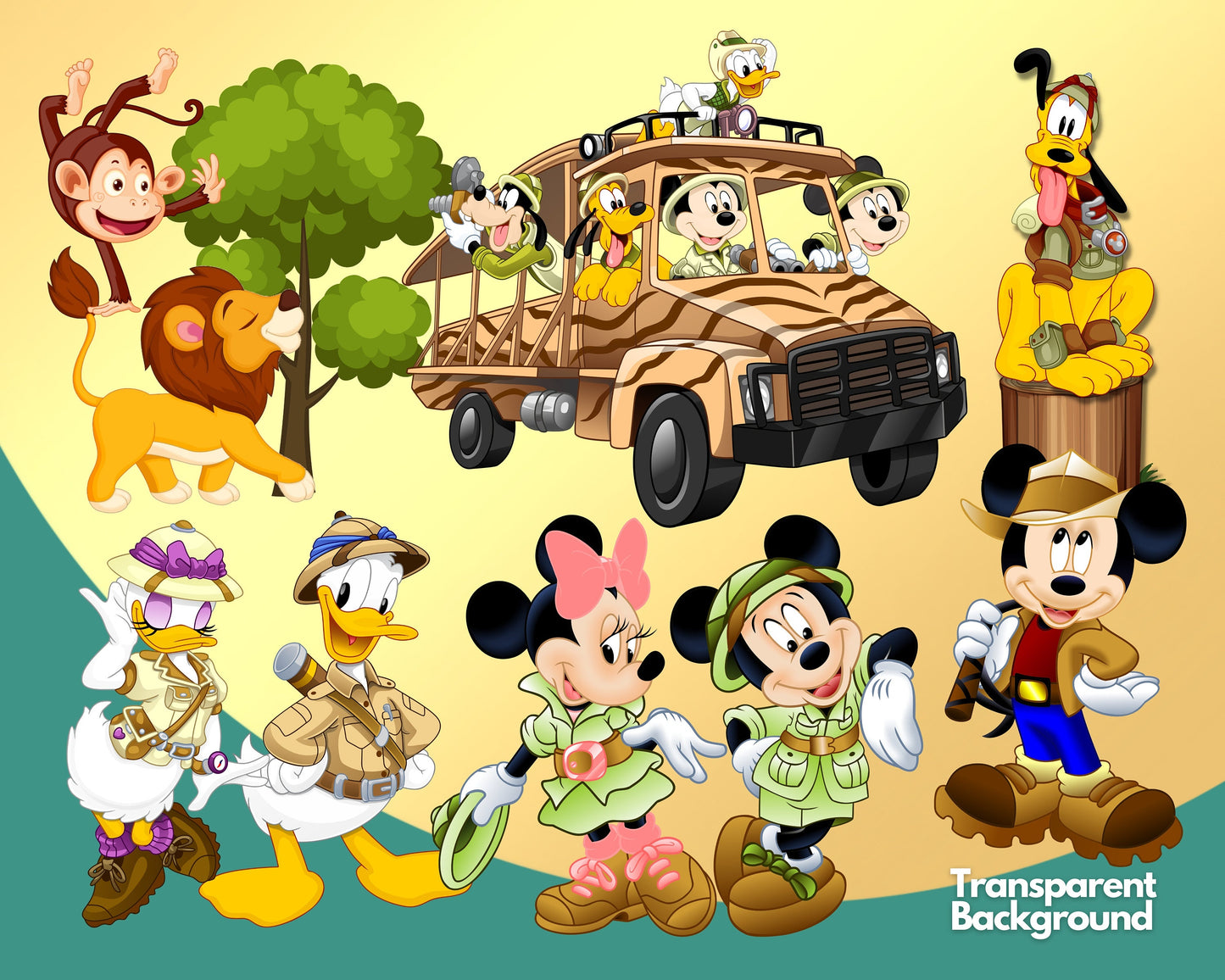 Mickey Safari Clipart PNG bundle