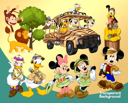 Mickey Safari Clipart PNG bundle
