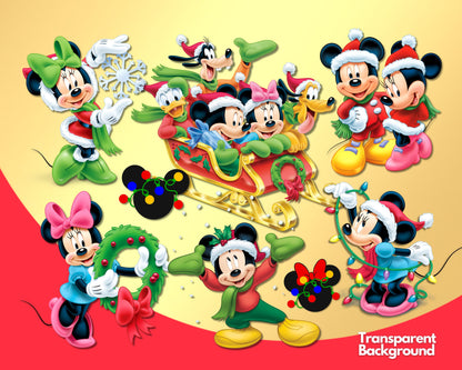 Mickey Christmas Clipart SVG, PNG bundle