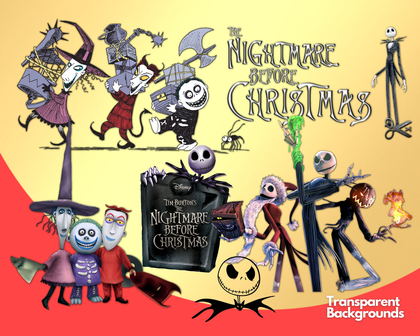 Nightmare Before Christmas Clipart PNG bundle