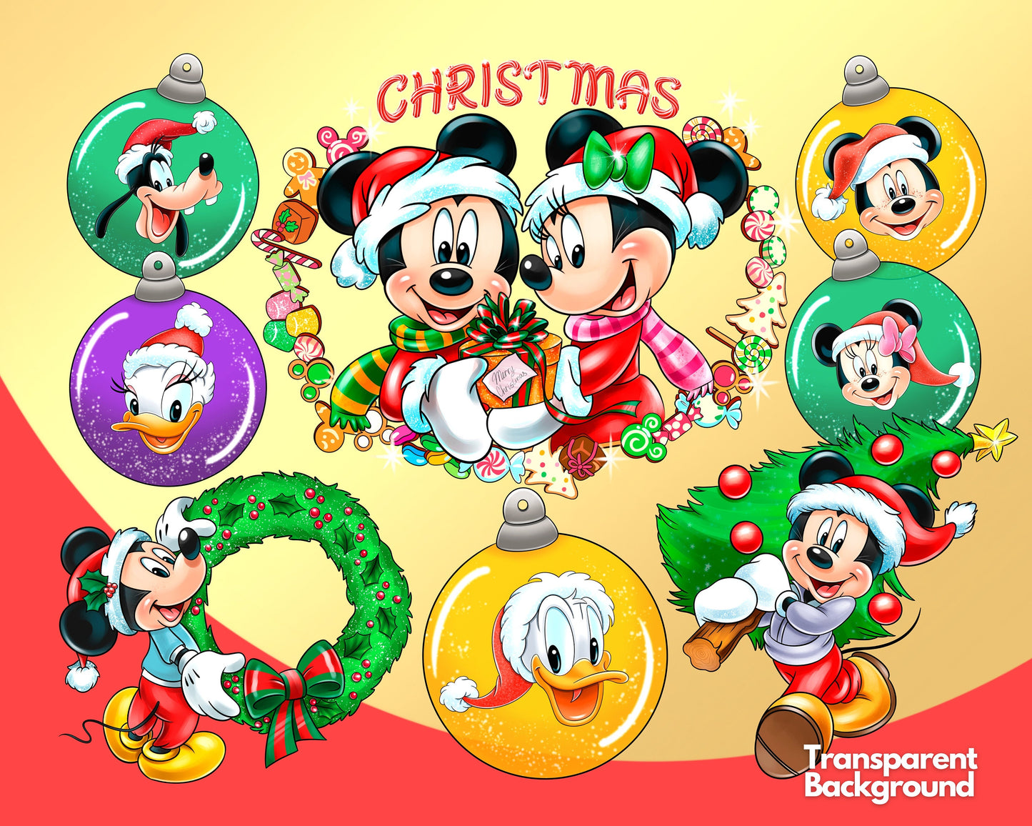 Mickey Friends Christmas Clipart PNG bundle