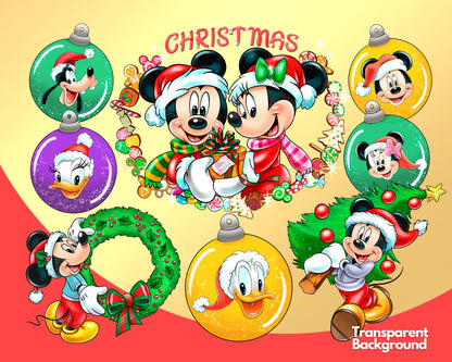 Mickey Friends Christmas Clipart PNG bundle