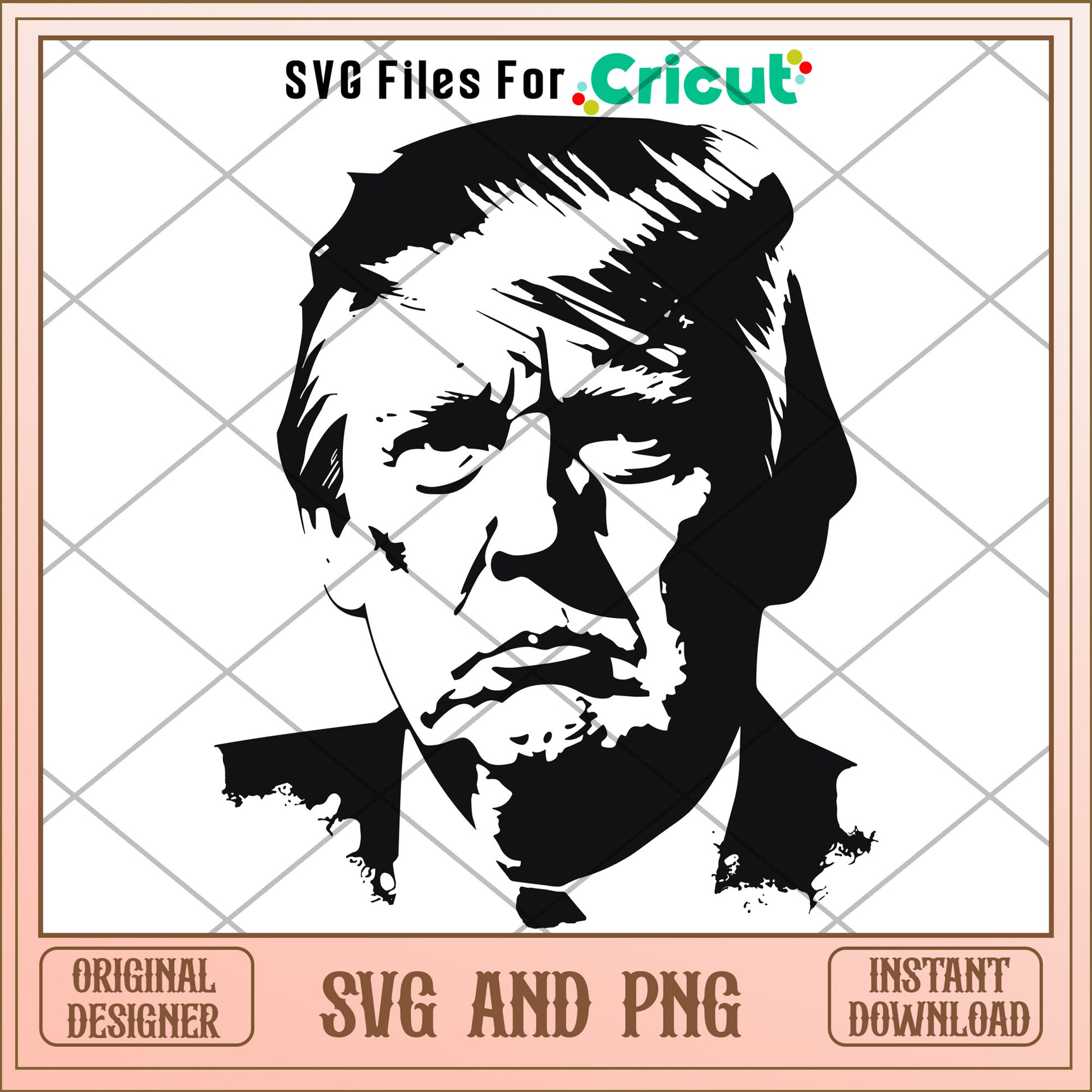 Trump black white face SVG