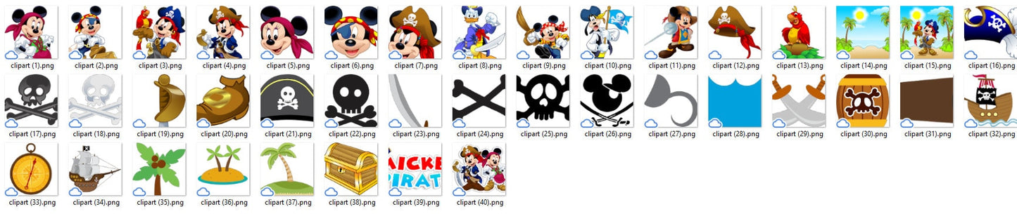 Pirate Mickey Clipart PNG Bundle