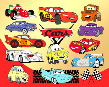 Disney car Clipart SVG, PNG bundle