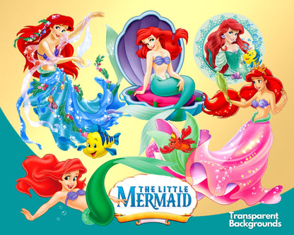 Little Mermaid Clipart SVG, PNG bundle