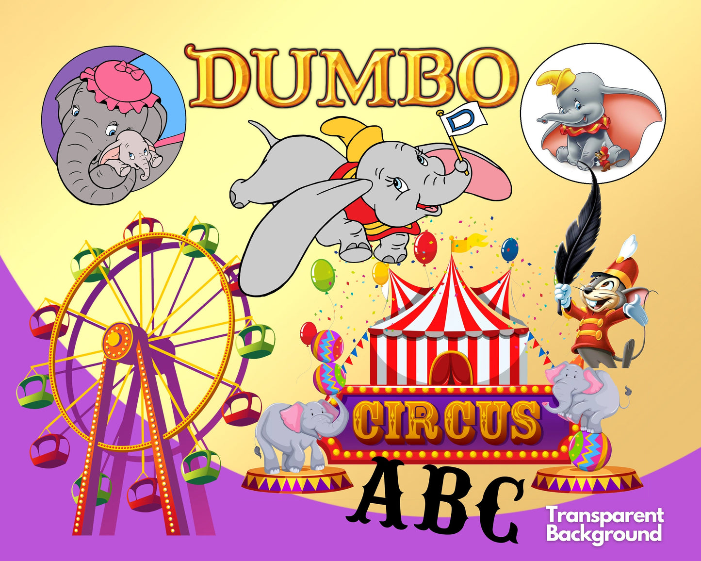 Dumbo PNG, SVG Clipart bundle