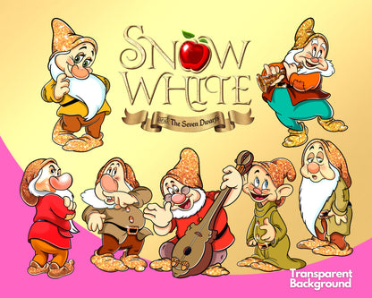 Snow White Watercolor Clipart PNG bundle