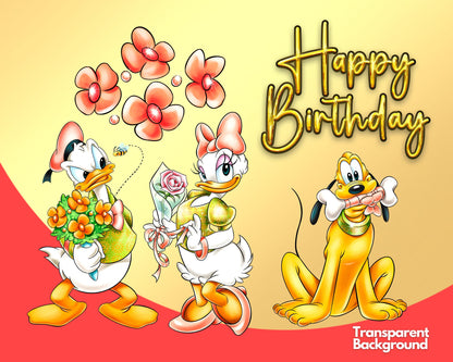 Golden Mickey Birthday Clipart PNG bundle