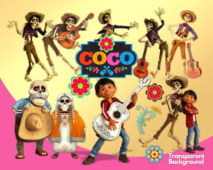 Coco disney Clipart PNG bundle