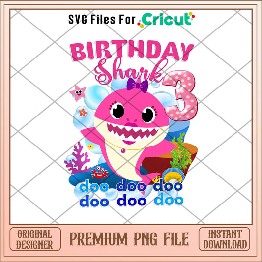 3rd Birthday Shark Girl png, Baby Shark characters png, digital download