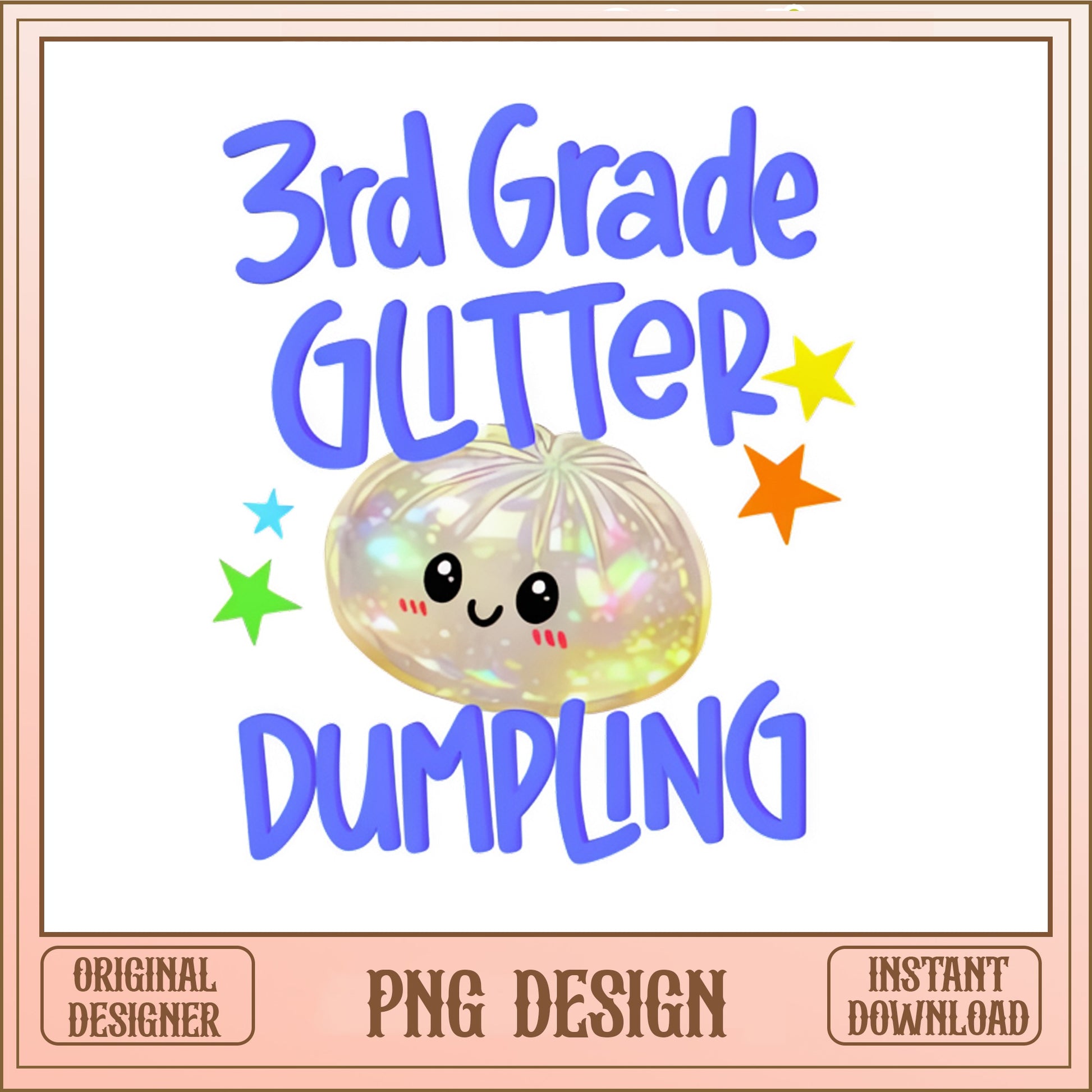 3rd Grade Glitter Dumpling, Cute Back To School PNG, Kids PNG