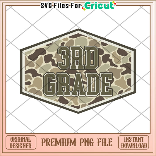 3rd grade camouflage png, cute design png, back to school time​ png