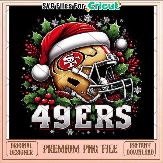 49ers Christmas Helmet PNG Design, Fun Holiday Decor Download