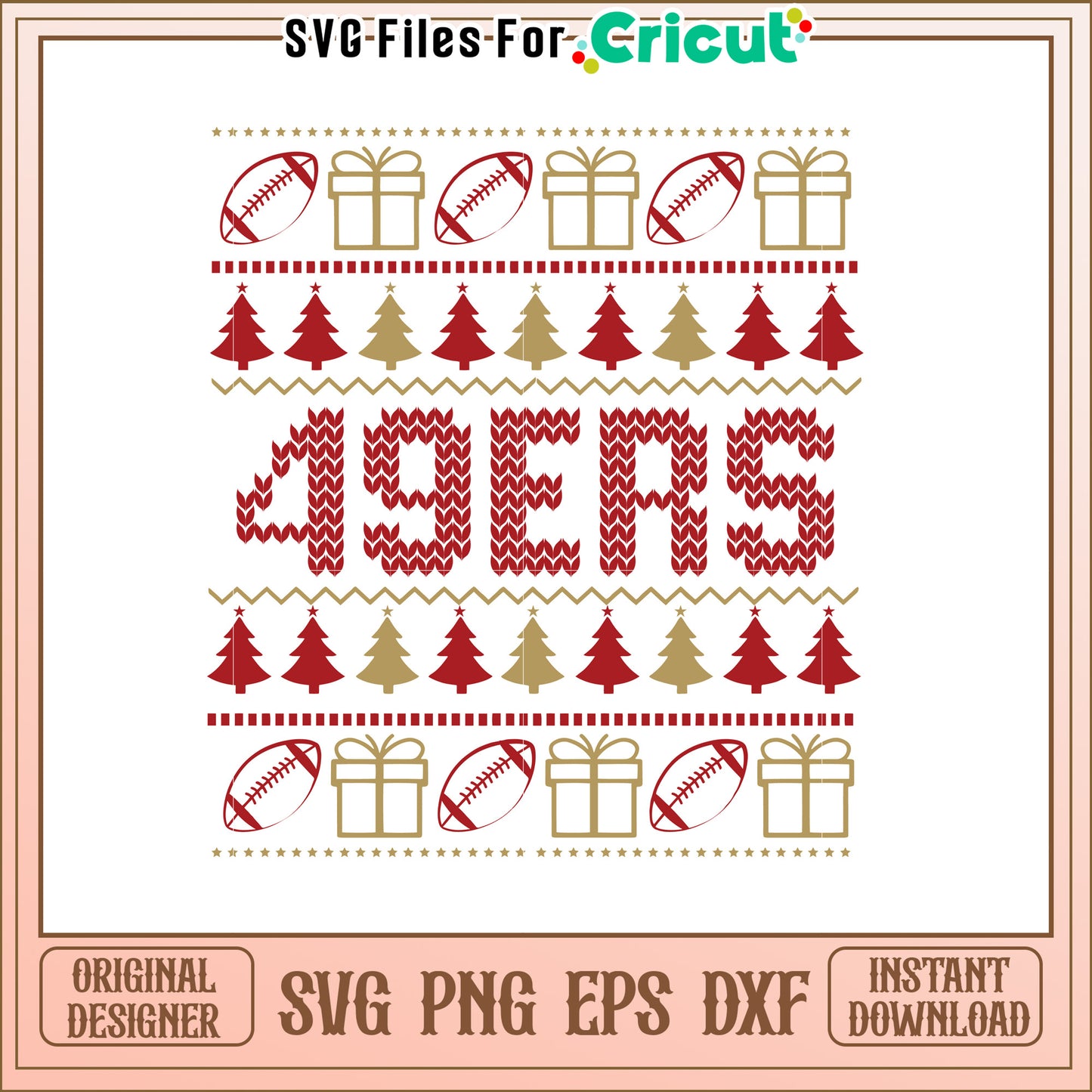 49ers Holiday SVG Design with Trees and Gifts